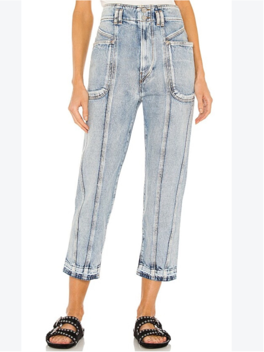 Isabel Marant Étoile Tucson High-Rise Tapered Jeans NWT Size 36 Light Wash